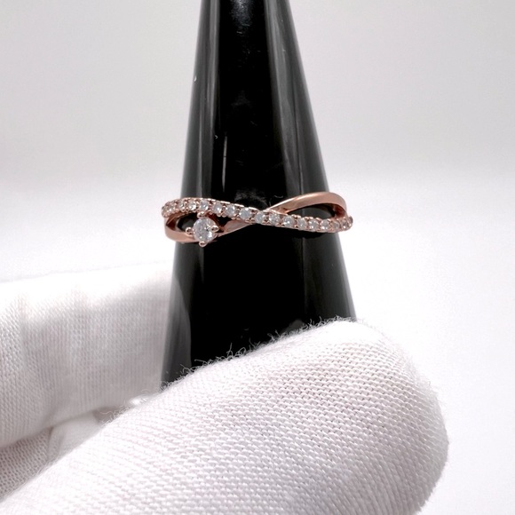 Sale $12 Firm! Rose Gold Plated over Sterling Cz Ring - Picture 3 of 17